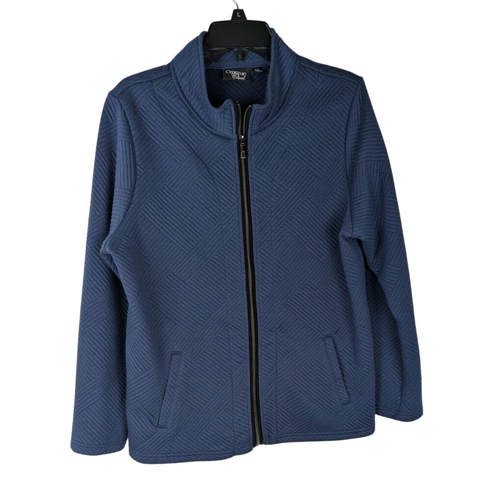 Onque casual sweat jacket zipper Textured weave XL Slate blue